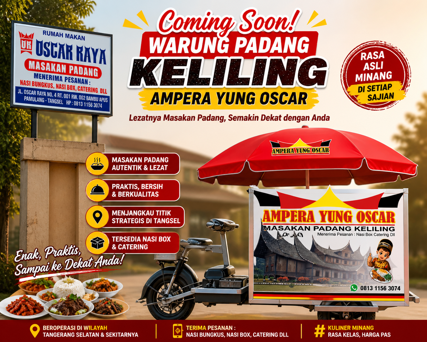 Ampera Yung Oscar Siapkan Warung Padang Keliling di Tangerang Selatan